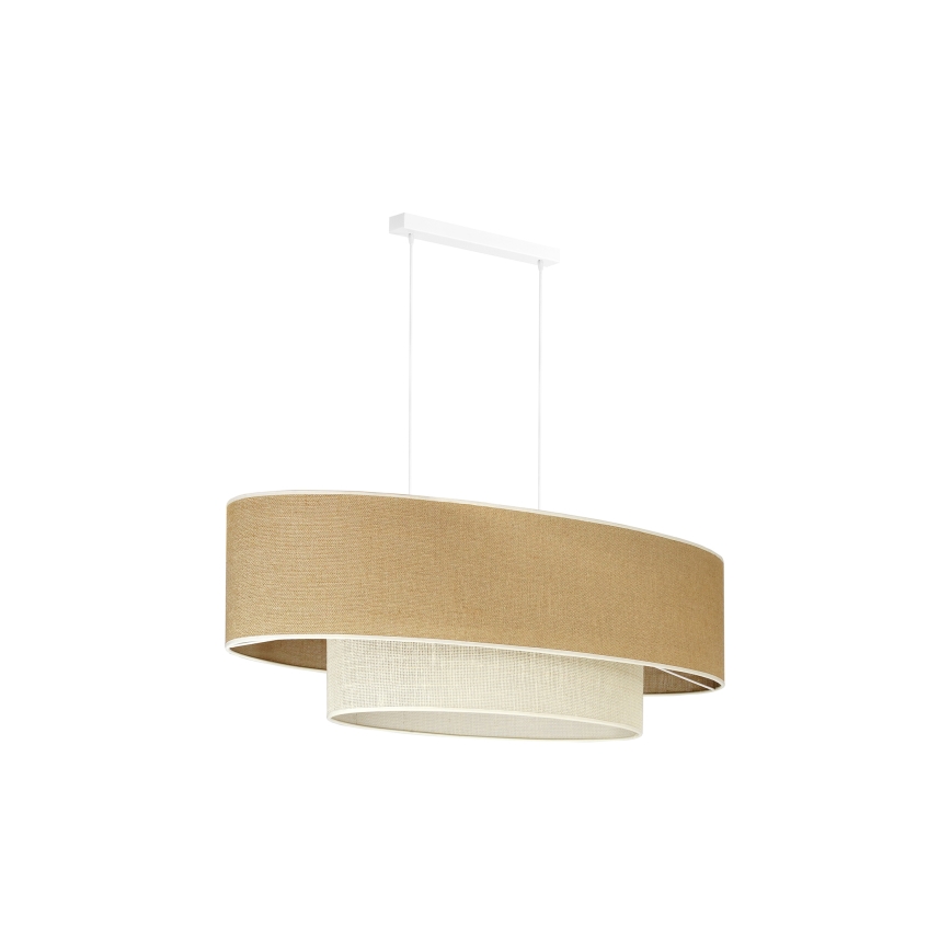Duolla - Lestenec na vrvici DOUBLE OVAL YUTE 2xE27/15W/230V rjava/krem barva