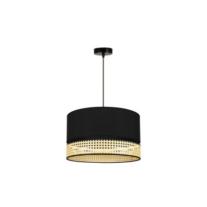 Duolla - Lestenec na vrvici DOUBLE RATTAN 1xE27/15W/230V pr. 40 cm črna/bež