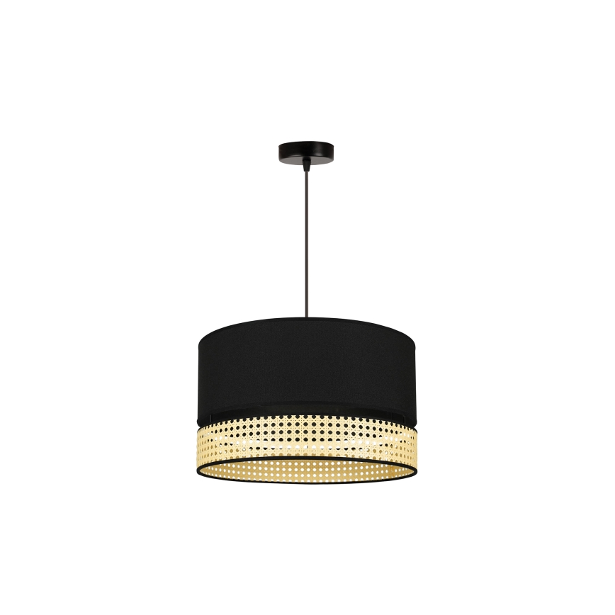 Duolla - Lestenec na vrvici DOUBLE RATTAN 1xE27/15W/230V pr. 40 cm črna/bež