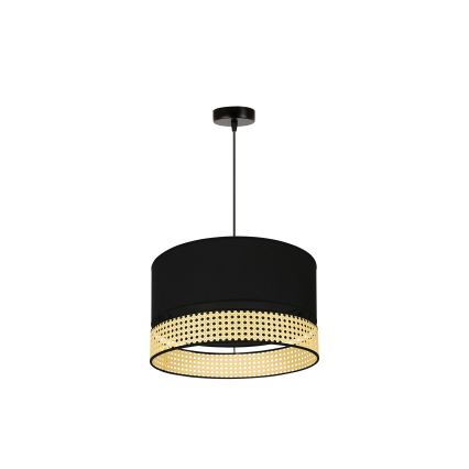 Duolla - Lestenec na vrvici DOUBLE RATTAN 1xE27/15W/230V pr. 40 cm črna/bež
