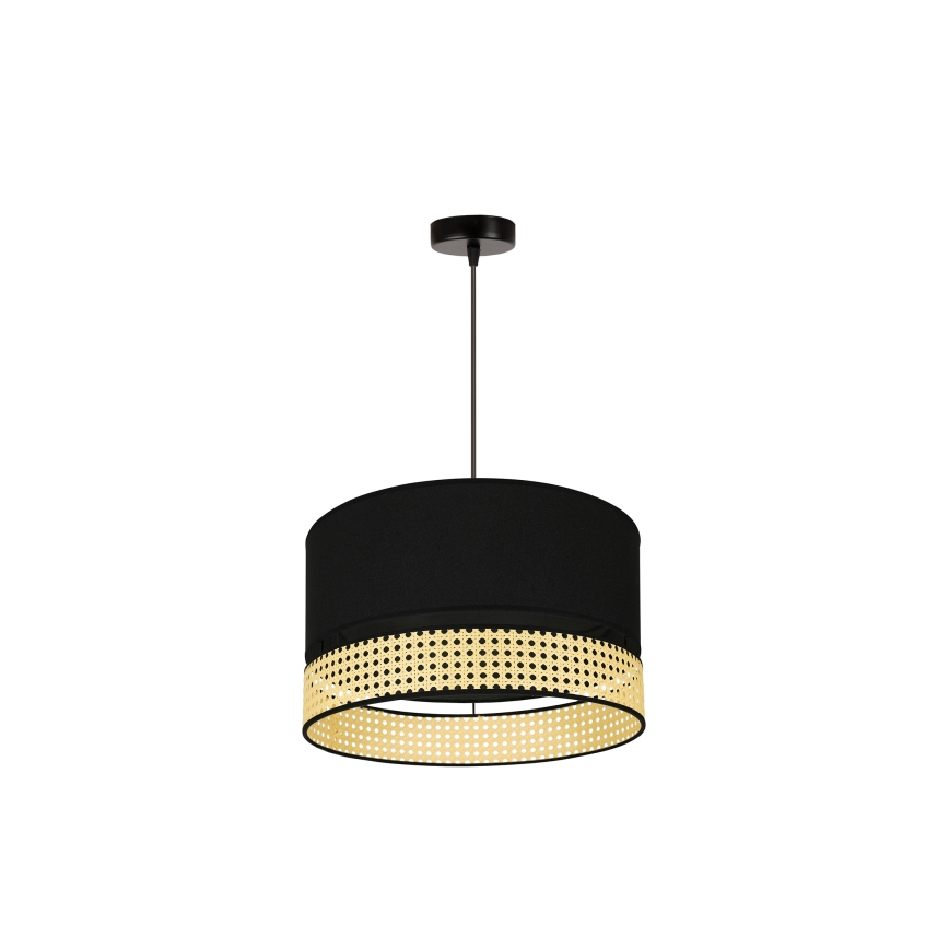 Duolla - Lestenec na vrvici DOUBLE RATTAN 1xE27/15W/230V pr. 40 cm črna/bež