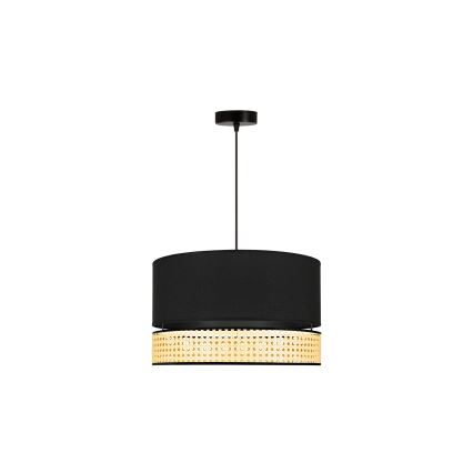 Duolla - Lestenec na vrvici DOUBLE RATTAN 1xE27/15W/230V pr. 40 cm črna/bež