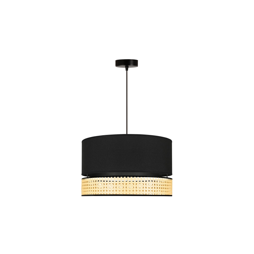 Duolla - Lestenec na vrvici DOUBLE RATTAN 1xE27/15W/230V pr. 40 cm črna/bež
