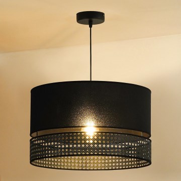 Duolla - Lestenec na vrvici DOUBLE RATTAN 1xE27/15W/230V pr. 40 cm črna