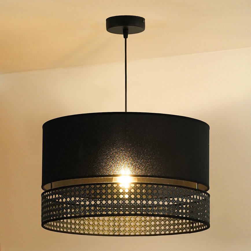 Duolla - Lestenec na vrvici DOUBLE RATTAN 1xE27/15W/230V pr. 40 cm črna