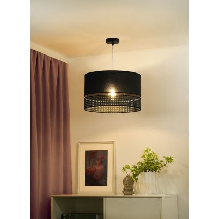 Duolla - Lestenec na vrvici DOUBLE RATTAN 1xE27/15W/230V pr. 40 cm črna