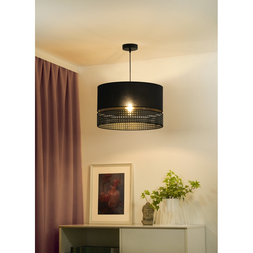 Duolla - Lestenec na vrvici DOUBLE RATTAN 1xE27/15W/230V pr. 40 cm črna