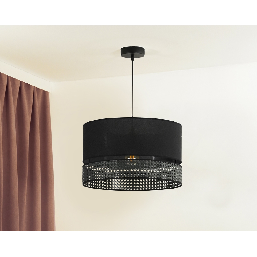 Duolla - Lestenec na vrvici DOUBLE RATTAN 1xE27/15W/230V pr. 40 cm črna
