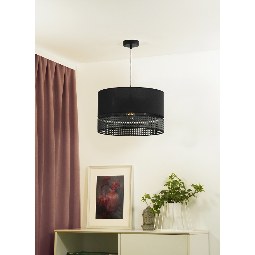 Duolla - Lestenec na vrvici DOUBLE RATTAN 1xE27/15W/230V pr. 40 cm črna