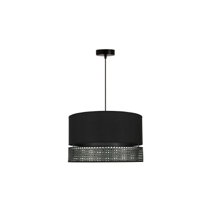 Duolla - Lestenec na vrvici DOUBLE RATTAN 1xE27/15W/230V pr. 40 cm črna