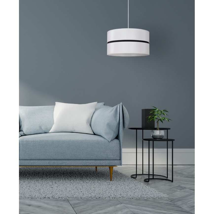 Duolla - Lestenec na vrvici DUO 1xE27/15W/230V pr. 40 cm bela/črna