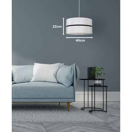 Duolla - Lestenec na vrvici DUO 1xE27/15W/230V pr. 40 cm bela/črna