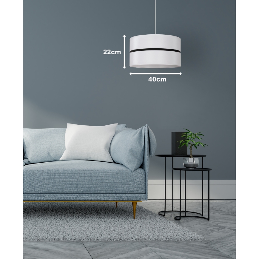 Duolla - Lestenec na vrvici DUO 1xE27/15W/230V pr. 40 cm bela/črna