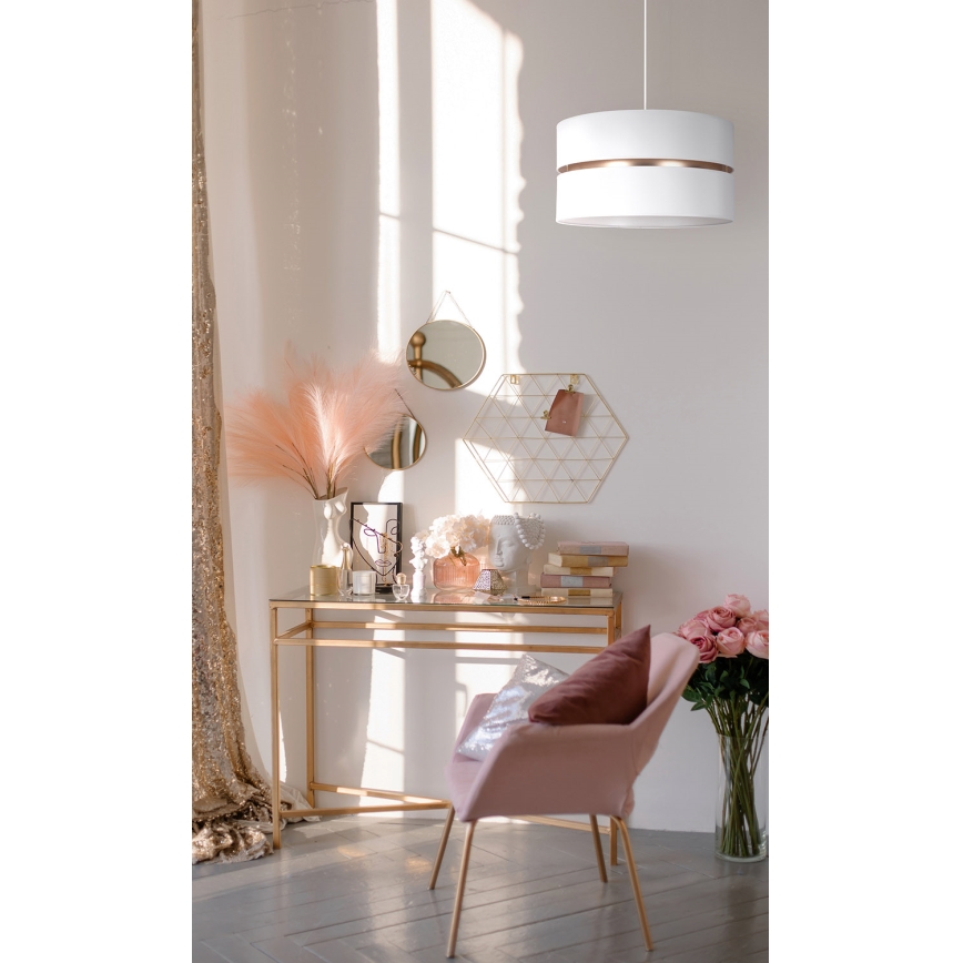 Duolla - Lestenec na vrvici DUO 1xE27/15W/230V pr. 40 cm bela/zlata