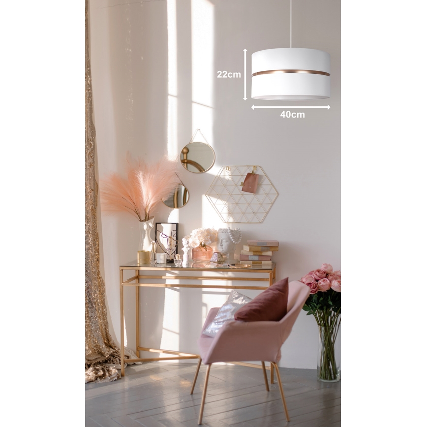 Duolla - Lestenec na vrvici DUO 1xE27/15W/230V pr. 40 cm bela/zlata
