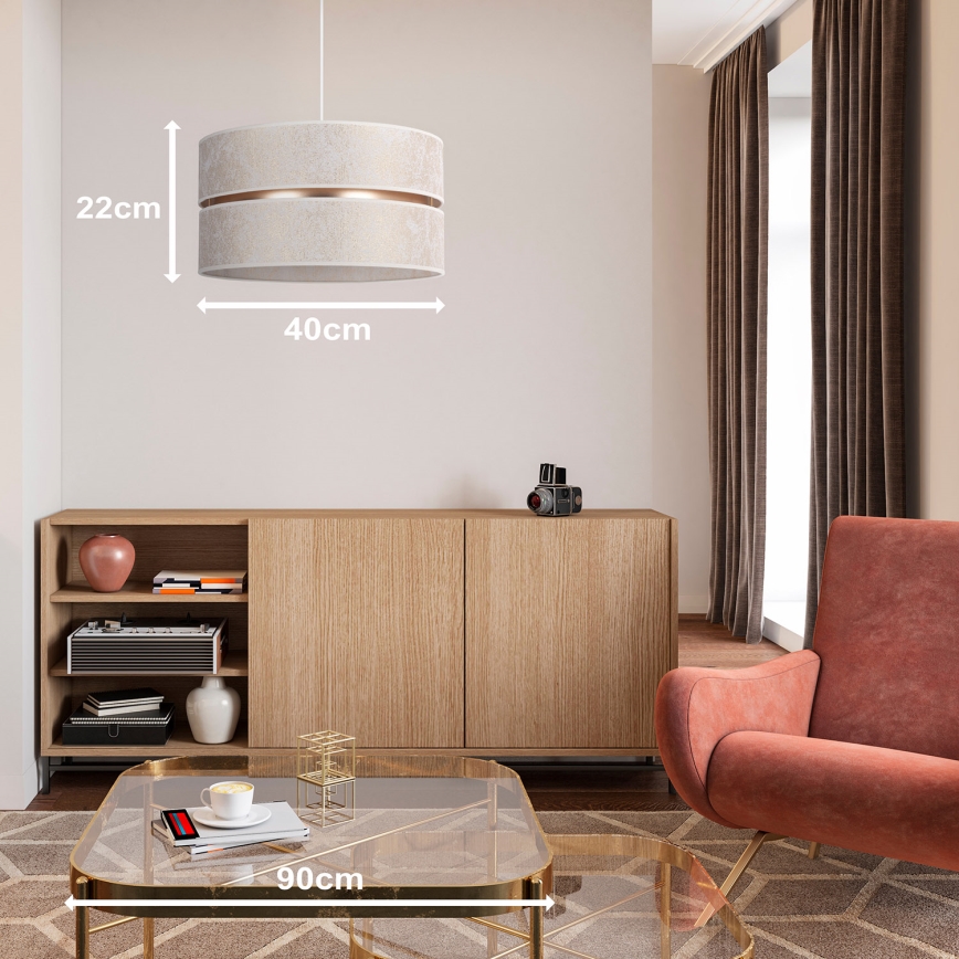 Duolla - Lestenec na vrvici DUO 1xE27/15W/230V pr. 40 cm bela/zlata