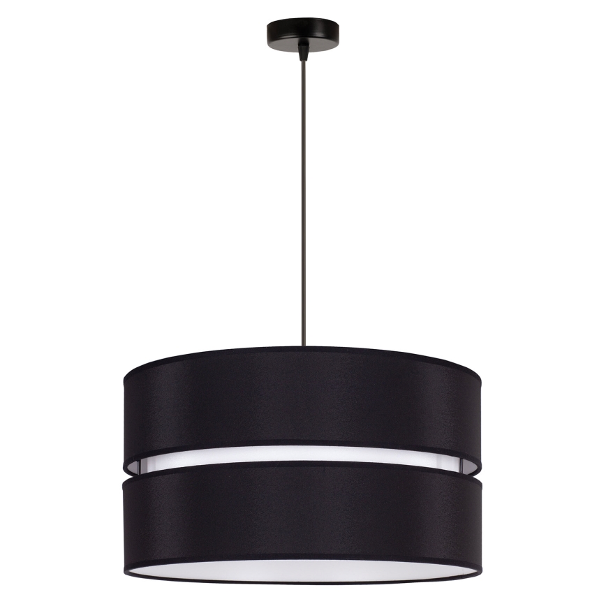 Duolla - Lestenec na vrvici DUO 1xE27/15W/230V pr. 40 cm črna/bela