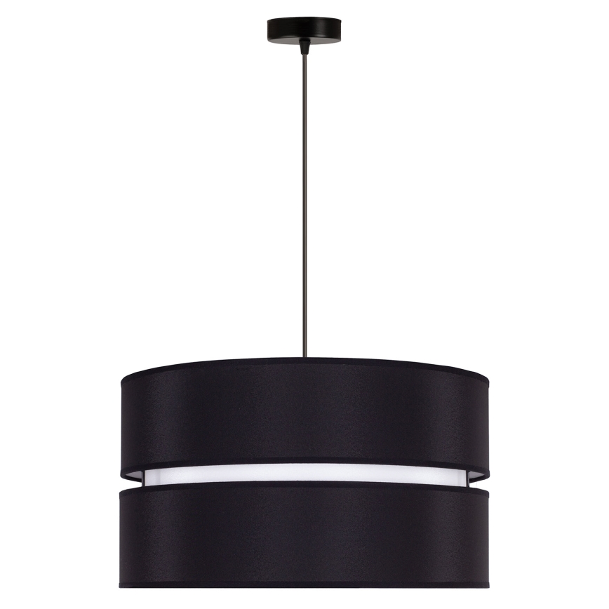 Duolla - Lestenec na vrvici DUO 1xE27/15W/230V pr. 40 cm črna/bela