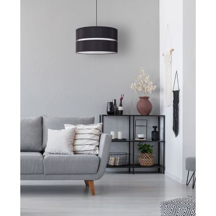 Duolla - Lestenec na vrvici DUO 1xE27/15W/230V pr. 40 cm črna/bela