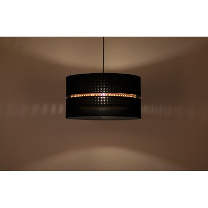 Duolla - Lestenec na vrvici DUO 1xE27/15W/230V pr. 40 cm črna/ratan