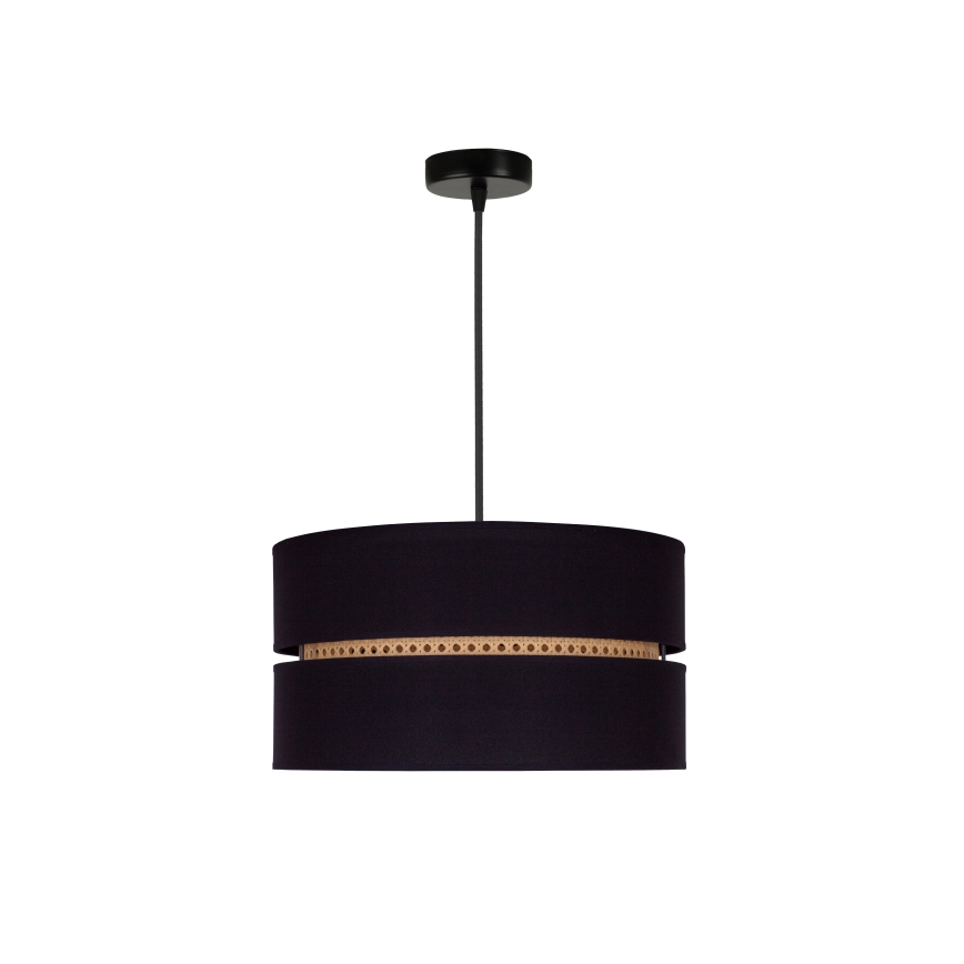 Duolla - Lestenec na vrvici DUO 1xE27/15W/230V pr. 40 cm črna/ratan