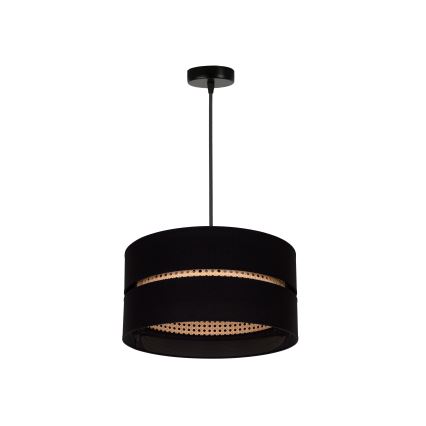 Duolla - Lestenec na vrvici DUO 1xE27/15W/230V pr. 40 cm črna/ratan