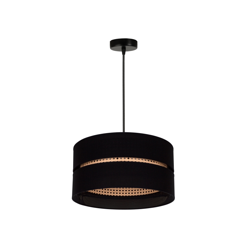 Duolla - Lestenec na vrvici DUO 1xE27/15W/230V pr. 40 cm črna/ratan