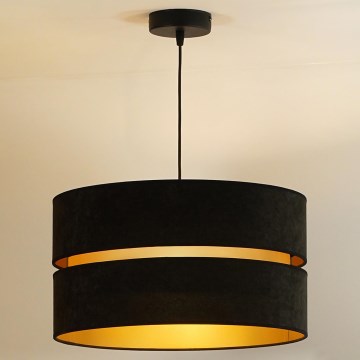 Duolla - Lestenec na vrvici DUO 1xE27/15W/230V pr. 40 cm črna/zlata