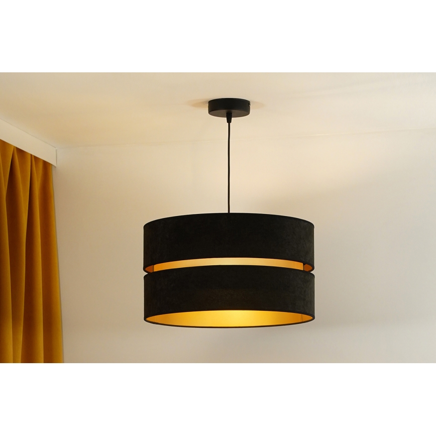 Duolla - Lestenec na vrvici DUO 1xE27/15W/230V pr. 40 cm črna/zlata