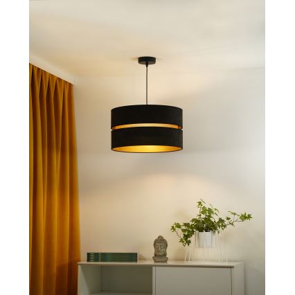 Duolla - Lestenec na vrvici DUO 1xE27/15W/230V pr. 40 cm črna/zlata