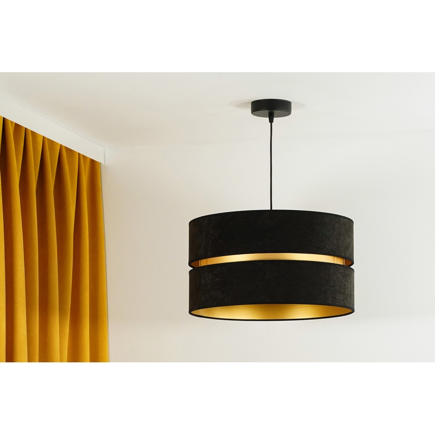Duolla - Lestenec na vrvici DUO 1xE27/15W/230V pr. 40 cm črna/zlata
