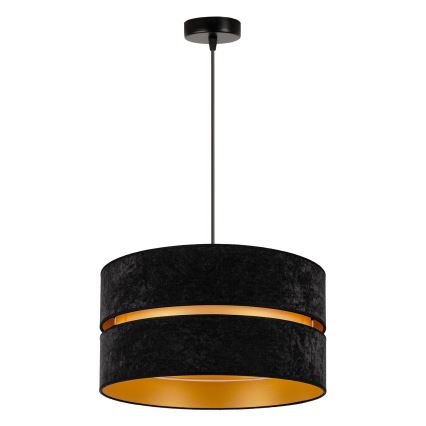 Duolla - Lestenec na vrvici DUO 1xE27/15W/230V pr. 40 cm črna/zlata