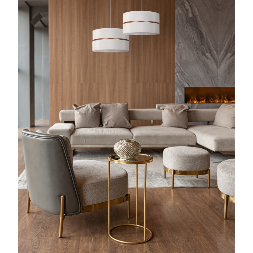 Duolla - Lestenec na vrvici DUO 1xE27/15W/230V pr. 40 cm krem barva/zlata