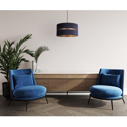 Duolla - Lestenec na vrvici DUO 1xE27/15W/230V pr. 40 cm modra/zlata