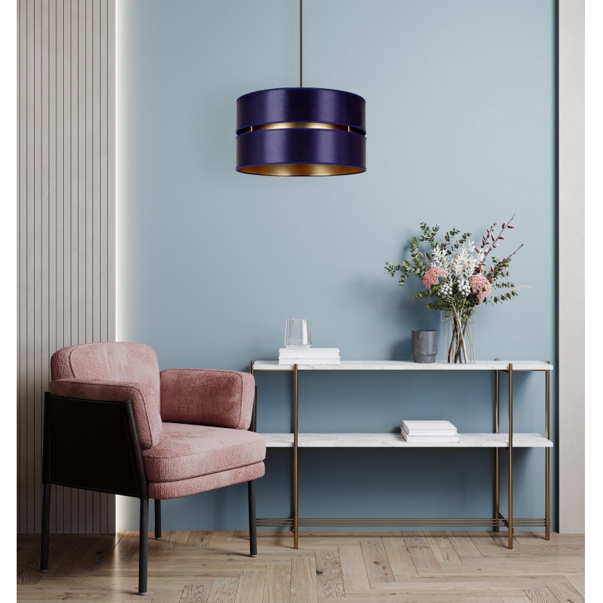 Duolla - Lestenec na vrvici DUO 1xE27/15W/230V pr. 40 cm modra/zlata