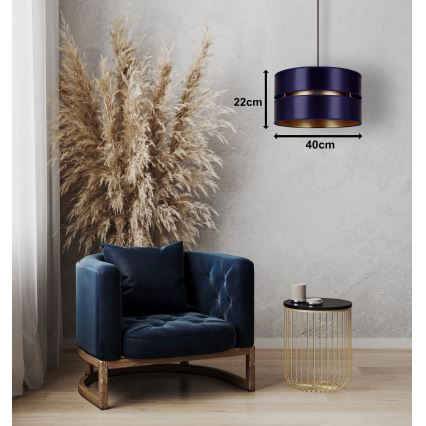 Duolla - Lestenec na vrvici DUO 1xE27/15W/230V pr. 40 cm modra/zlata