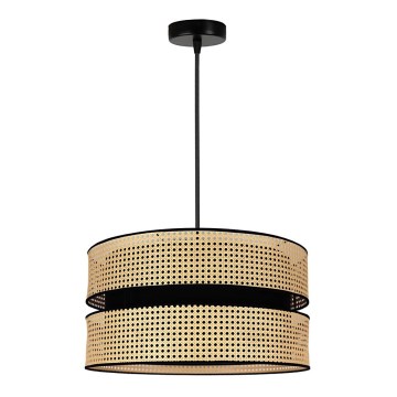 Duolla - Lestenec na vrvici DUO 1xE27/15W/230V pr. 40 cm ratan/črna