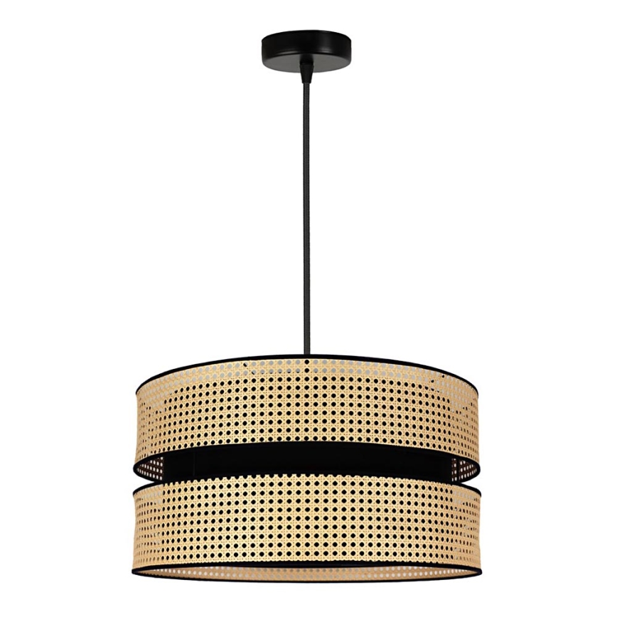 Duolla - Lestenec na vrvici DUO 1xE27/15W/230V pr. 40 cm ratan/črna