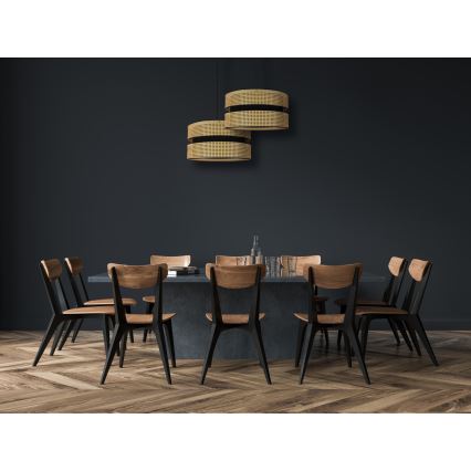 Duolla - Lestenec na vrvici DUO 1xE27/15W/230V pr. 40 cm ratan/črna