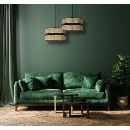Duolla - Lestenec na vrvici DUO 1xE27/15W/230V pr. 40 cm ratan/črna