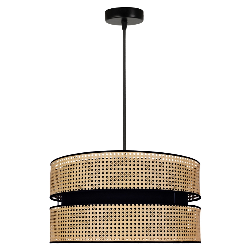 Duolla - Lestenec na vrvici DUO 1xE27/15W/230V pr. 40 cm ratan/črna