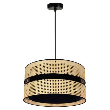 Duolla - Lestenec na vrvici DUO 1xE27/15W/230V pr. 40 cm ratan/črna