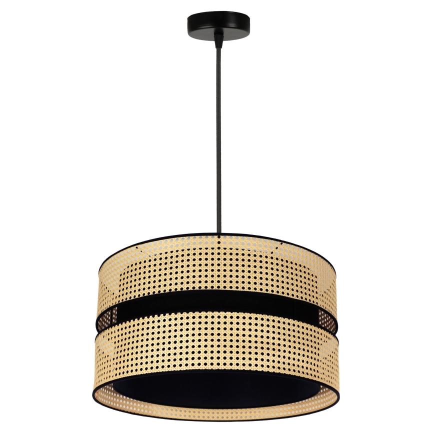 Duolla - Lestenec na vrvici DUO 1xE27/15W/230V pr. 40 cm ratan/črna