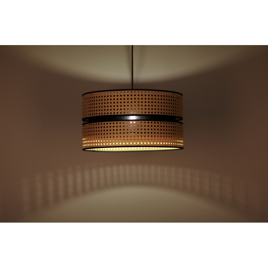 Duolla - Lestenec na vrvici DUO 1xE27/15W/230V pr. 40 cm ratan/črna