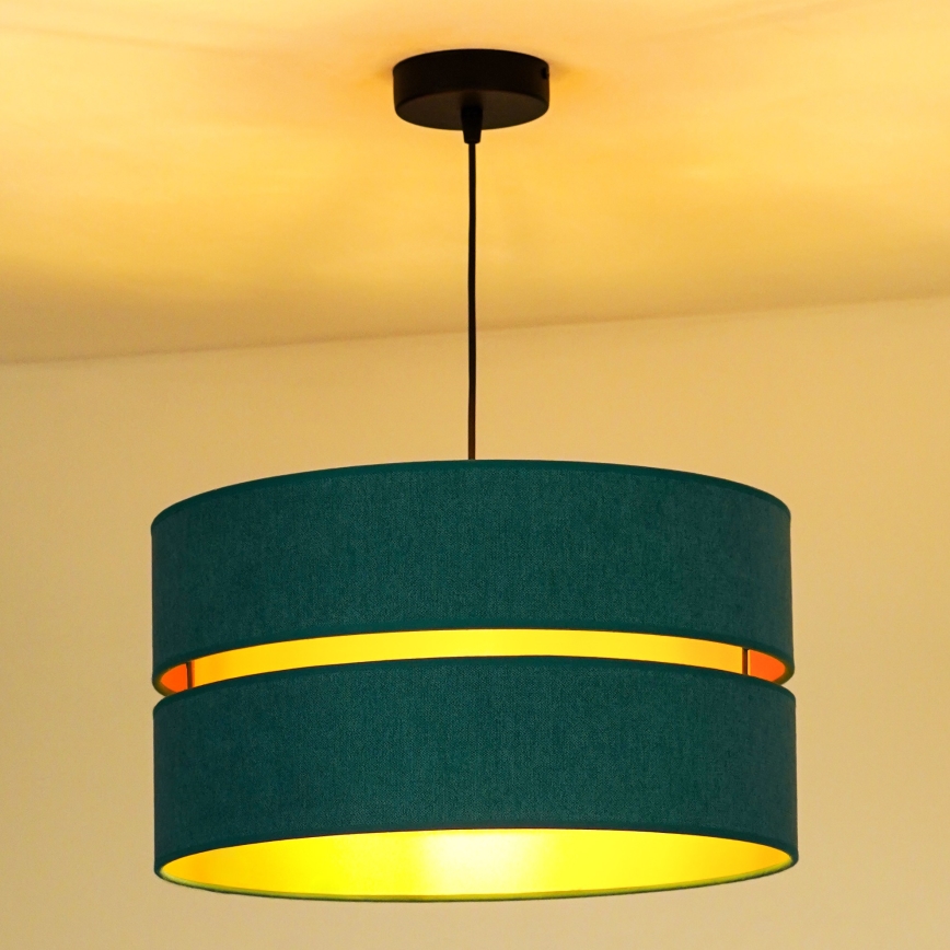 Duolla - Lestenec na vrvici DUO 1xE27/15W/230V pr. 40 cm turkizna/zlata