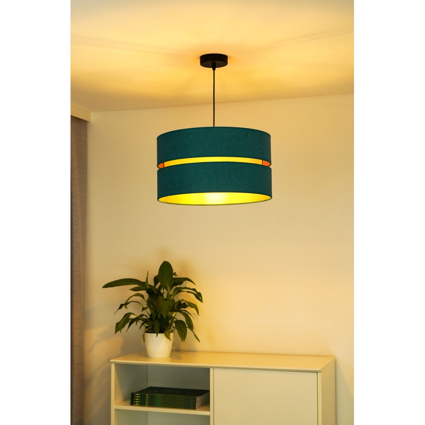Duolla - Lestenec na vrvici DUO 1xE27/15W/230V pr. 40 cm turkizna/zlata