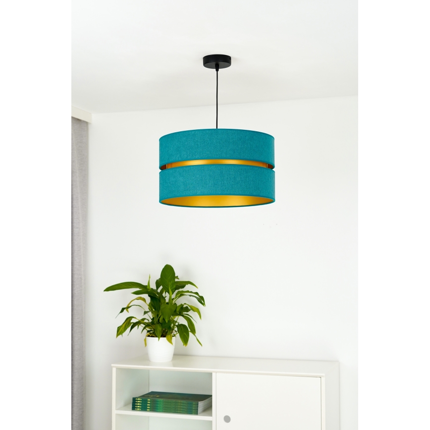 Duolla - Lestenec na vrvici DUO 1xE27/15W/230V pr. 40 cm turkizna/zlata