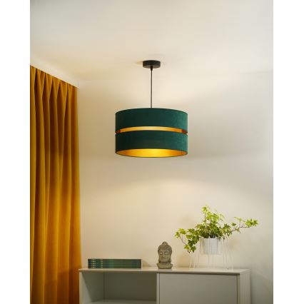 Duolla - Lestenec na vrvici DUO 1xE27/15W/230V pr. 40 cm zelena/zlata