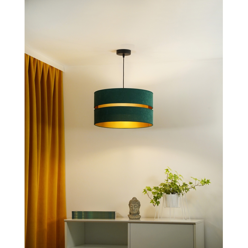 Duolla - Lestenec na vrvici DUO 1xE27/15W/230V pr. 40 cm zelena/zlata