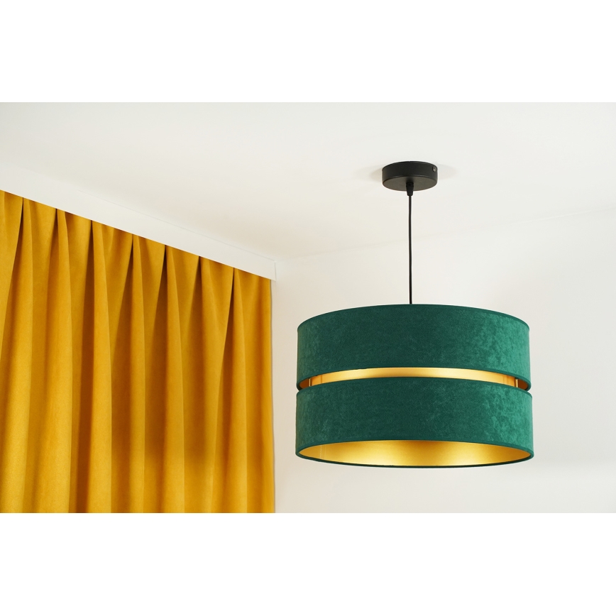 Duolla - Lestenec na vrvici DUO 1xE27/15W/230V pr. 40 cm zelena/zlata